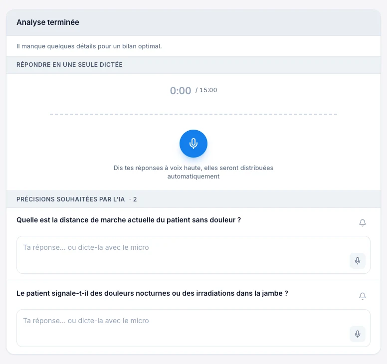 Capture fictive : l’analyse terminée, Kadu demande deux précisions à dicter
