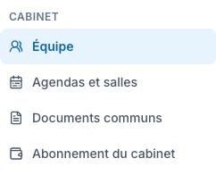 Retrouve les réglages du cabinet — écran ordinateur de Kadu en mode clair