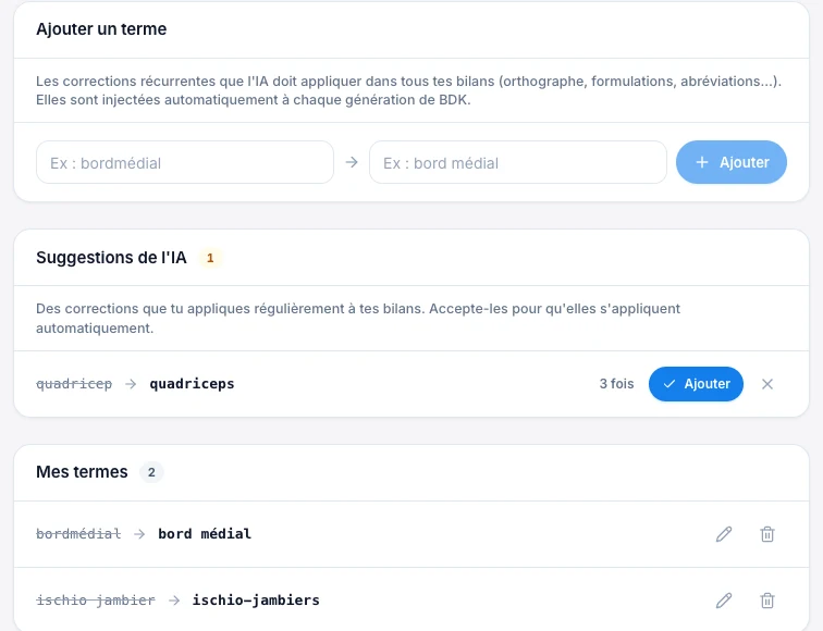 Transforme tes corrections en habitudes — Kadu sur ordinateur, exemple fictif en mode clair