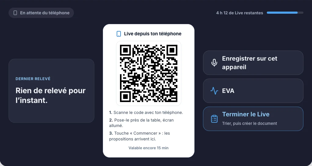 Enregistre avec ton téléphone, lis sur l’ordinateur — écran ordinateur de Kadu en mode clair