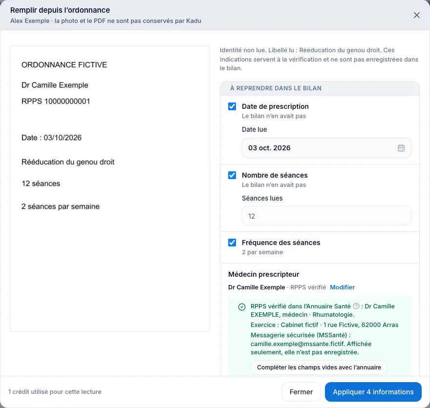 Compare les informations avec le document — écran ordinateur de Kadu en mode clair